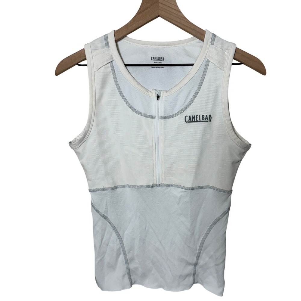 CAMELBAK Racebak Womens Base Layer Hydration Top White Mesh Zip‎ Athletic Medium